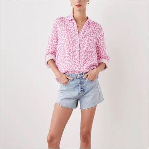Rails Ellis Pink Leopard Button Up 100% Organic Cotton-Size M